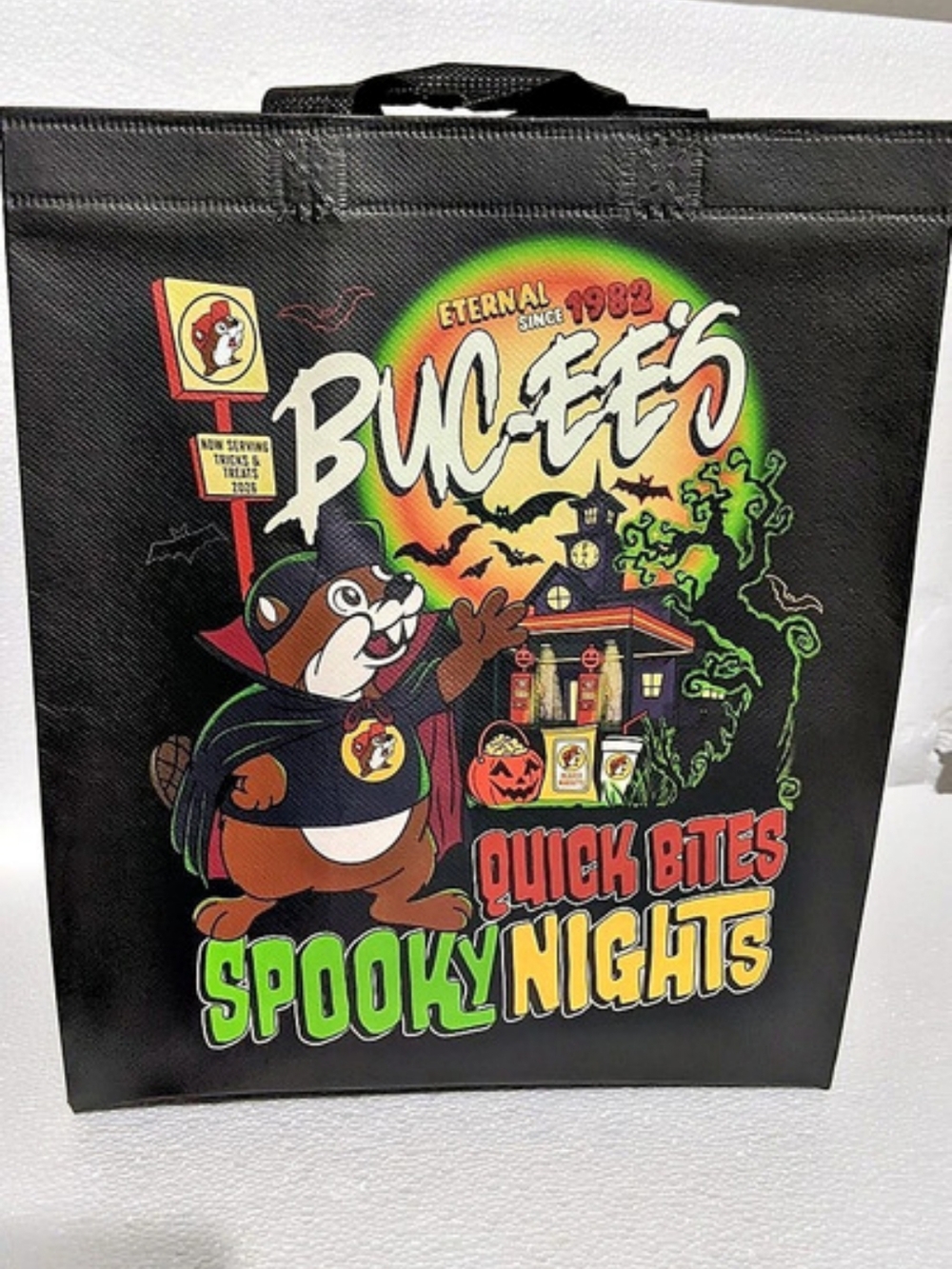Original Buc-ee's Spooky Nights Halloween Reusable Bag Tote Black & Green